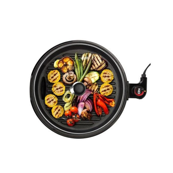 Elite Gourmet 12-Inch Smokeless Electric BBQ Grill with Glass Lid