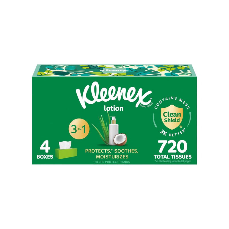 4 Boxes Kleenex Lotion Facial Tissues with Coconut Oil