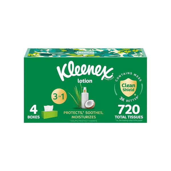 4 Boxes Kleenex Lotion Facial Tissues with Coconut Oil