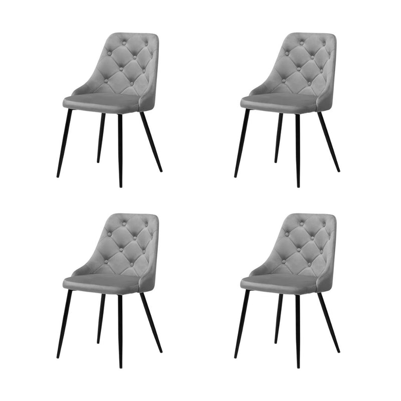 Set of 4 Tufted Velvet Upholstered Back Dining Chair
