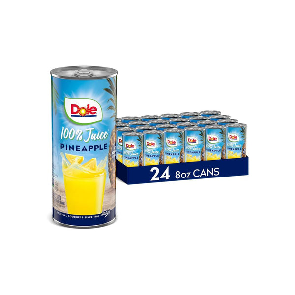 24 Cans of Dole 100% Pineapple Juice, No Added Sugar