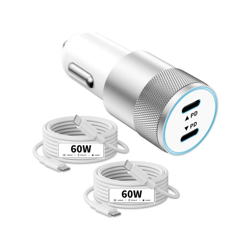 72W Dual USB C Car Accessories Adapter with 2 Pack USB C Cable