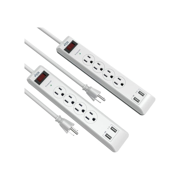 2 Pack KMC 4-Outlet Surge Protector with USB Ports