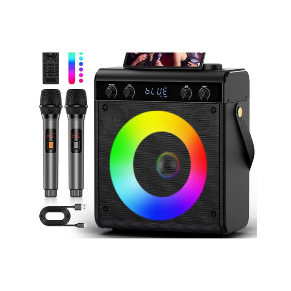 Portable Karaoke Machine with 2 Wireless Microphones