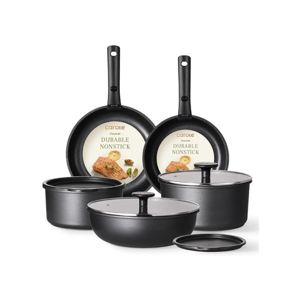 11-Pcs Carote Nonstick Cookware Set with Removable Handle
