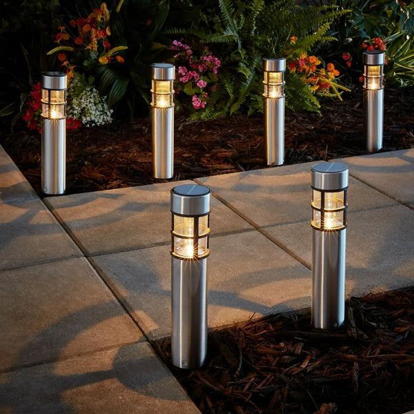 6 Mainstays Solar Powered Bollard Landscape Path Light