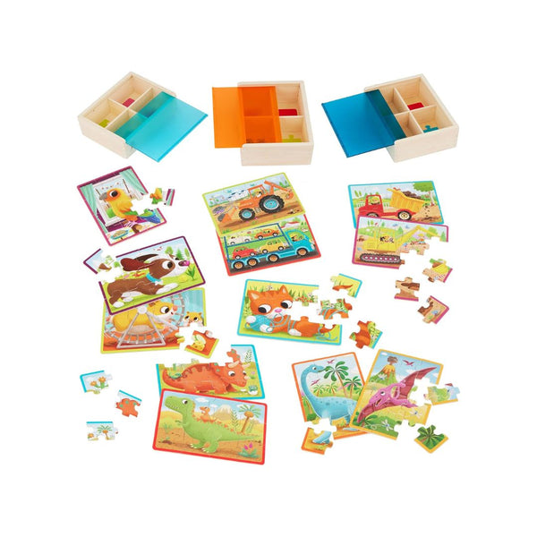 12 B. toys Puzzle Set with 3 Wooden Boxes