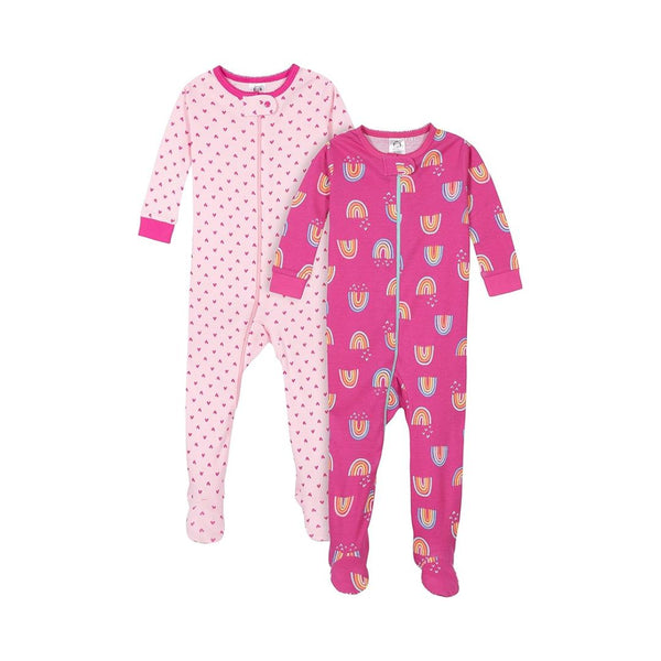 Gerber Baby Girls' 2-Pack Footed Pajamas