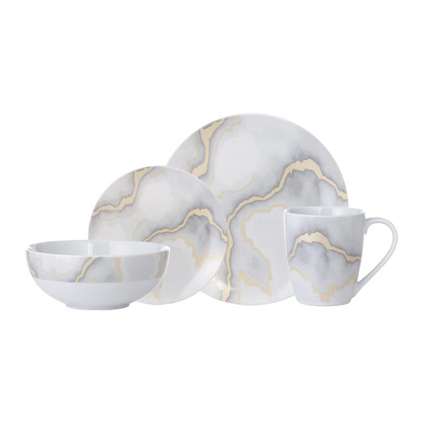 16 Piece Safdie & Co. Electric Marble Dinnerware Set