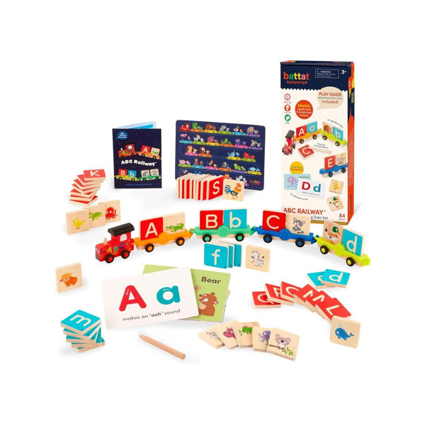 84-Pcs Battat Wooden Alphabet Train Set