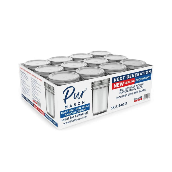 12-Pack 8oz Mason Jar with Canning Lid and Band