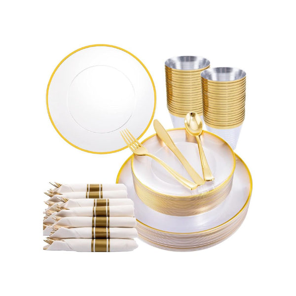 140-Pcs Clear Disposable Party Dinnerware Set