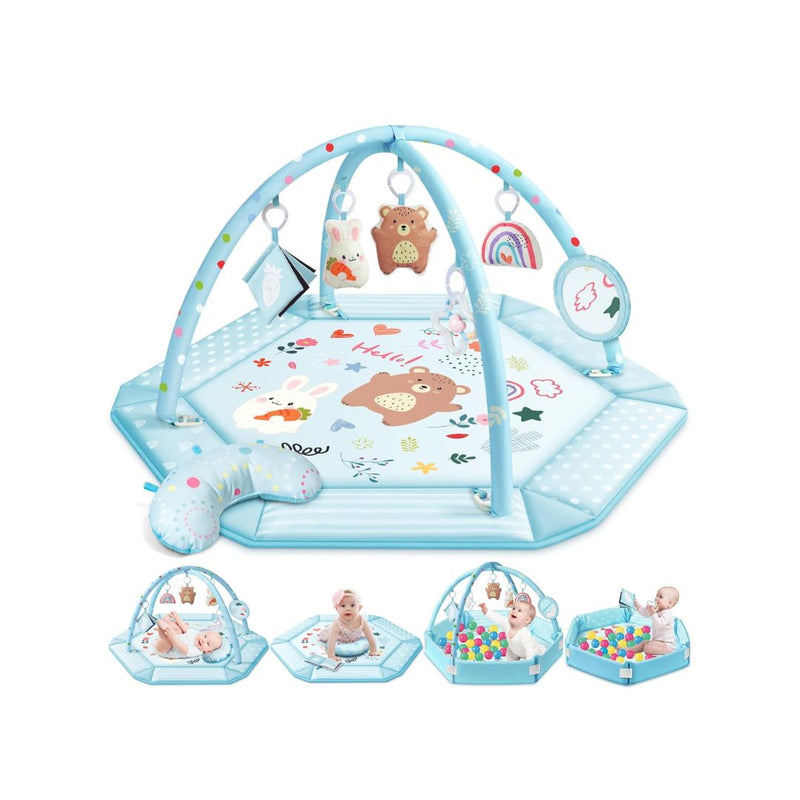 8-in-1 Tummy Time Mat & Ball Pit with 6 Toys