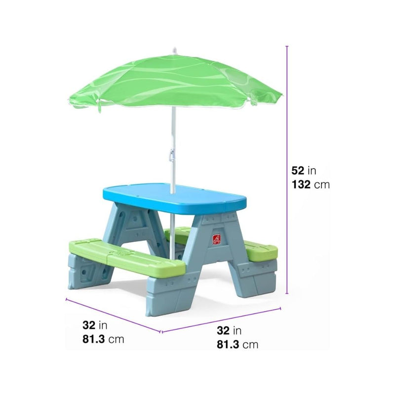 Step2 Sun & Shade Kids Picnic Table with Removeable Umbrella