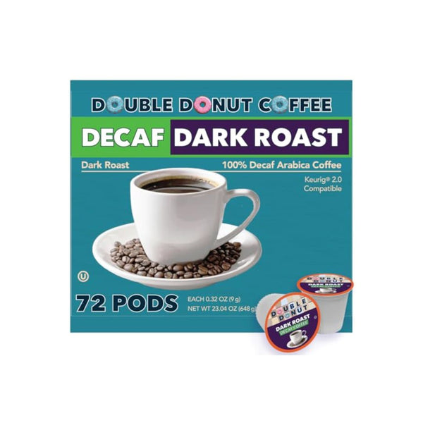 72 Pack Of Double Donut Decaf Extra Bold Blend Dark Coffee K-Cups