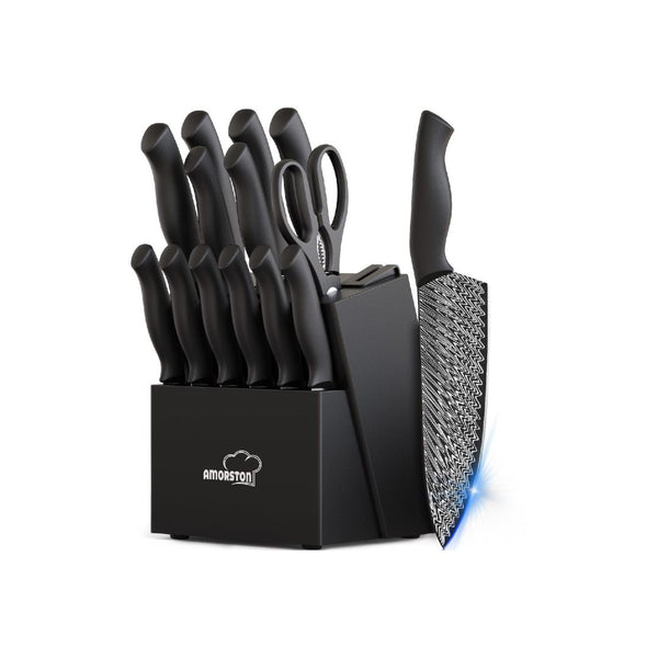 15 Pieces Kitchen Knife Set with Built in Sharpener