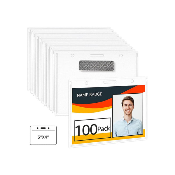 Pack of 100 Amazon Basics Horizontal Magnetic Badge Holder