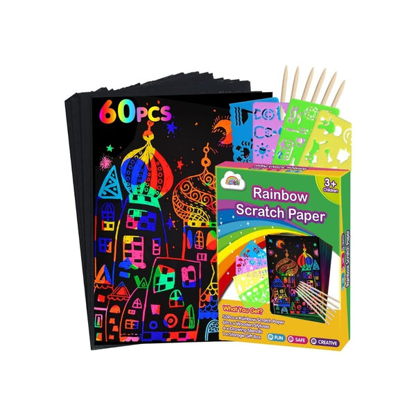 60Pcs ZMLM Scratch Paper Art Set