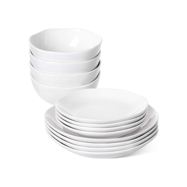 12-Pcs Ceramic Plates and Bowls Set