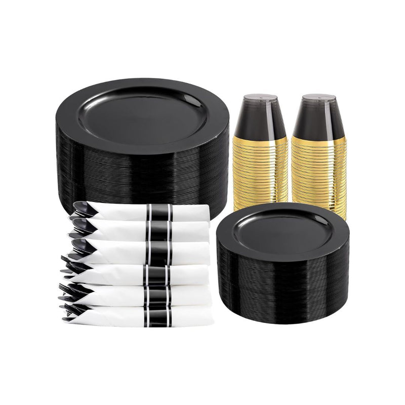 350 Pcs Plastic Disposable Dinnerware Set