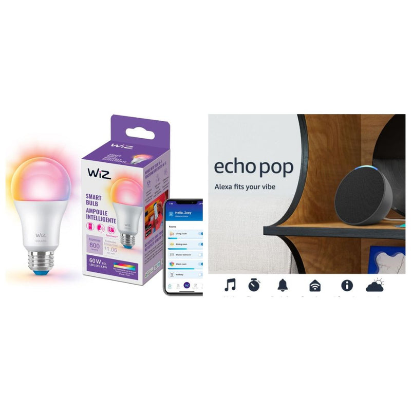 Amazon Echo Pop + WiZ Smart Bulb