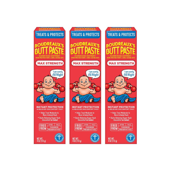 3-Pack Boudreaux’s Butt Paste Maximum Strength Diaper Rash Cream