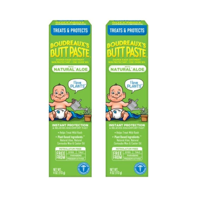 2 Pack Boudreaux's Butt Paste with Natural Aloe Diaper Rash Cream