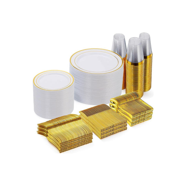 600 Pcs Plastic Disposable Dinnerware Set