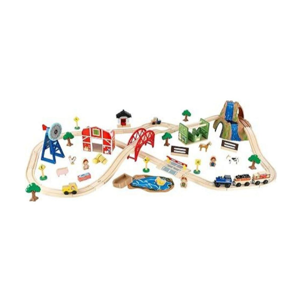 KidKraft Wooden Rural Farm Train Set with 75 Pieces