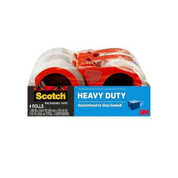 4 Rolls of Scotch Packing Tape with Dispensers