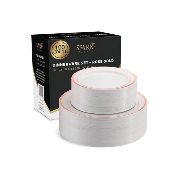 100-Pcs Plastic Dinner & Dessert Plates