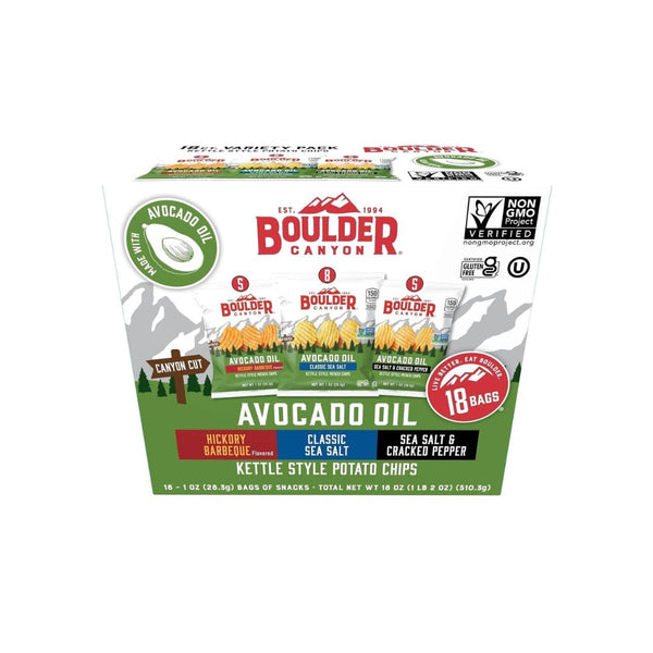 18 Snack Bags Of Boulder Canyon Potato Chip Variety Pack