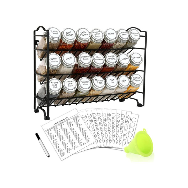 21 Glass Spice Jars with 386 Spice Labels