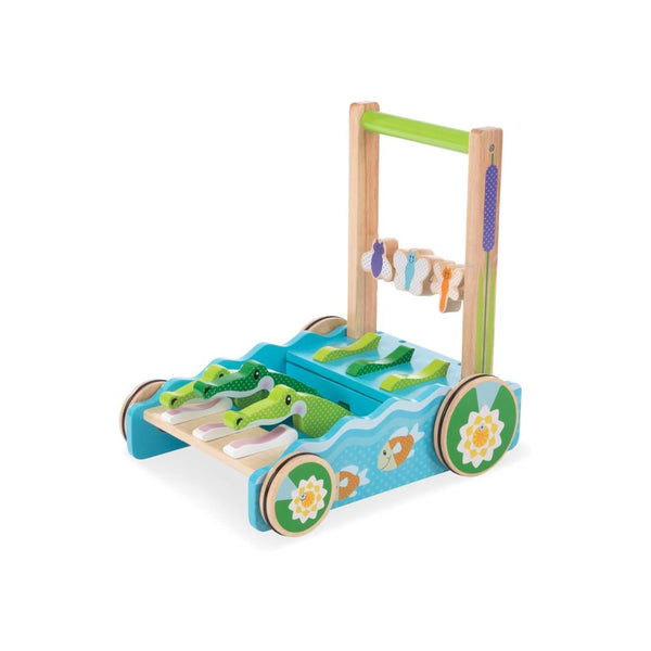 Melissa & Doug Chomp and Clack Alligator Wooden Push Toy and Activity Walker