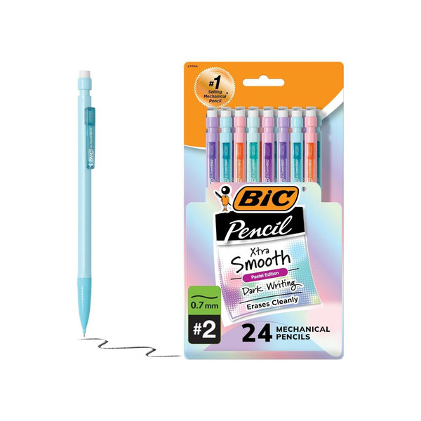 24-Count BIC Xtra-Smooth Pastel Mechanical Pencils with Erasers