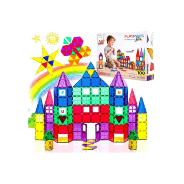 Playmags 100-Piece Magnetic Tiles Set