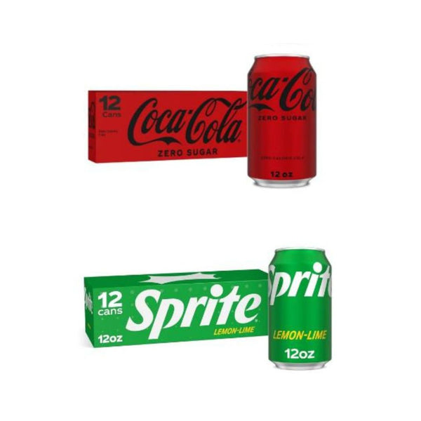 3 Packs of Sprite or Coke Zero 12 fl oz, 12 Pack Cans