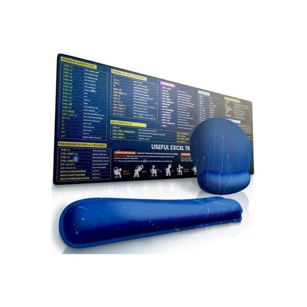 Excel Cheat Mouse Pad With Ergonomic Pad And Keyboard Mat