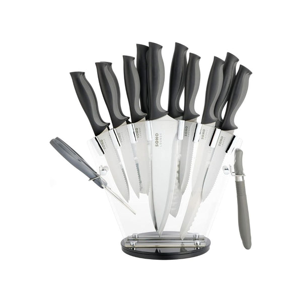 16-Pcs Gibson Soho Lounge Stainless Steel Kitchen Knife Set W/Acrylic Stand
