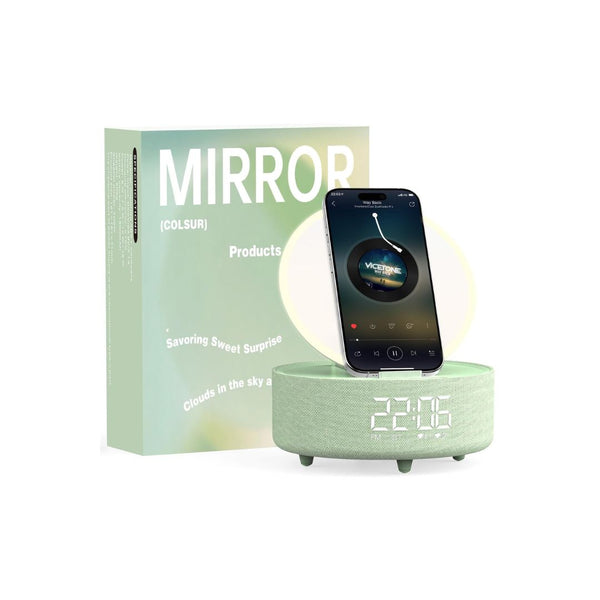 Bluetooth Speaker, Makeup Mirror, Alarm Clock With Wireless Charger