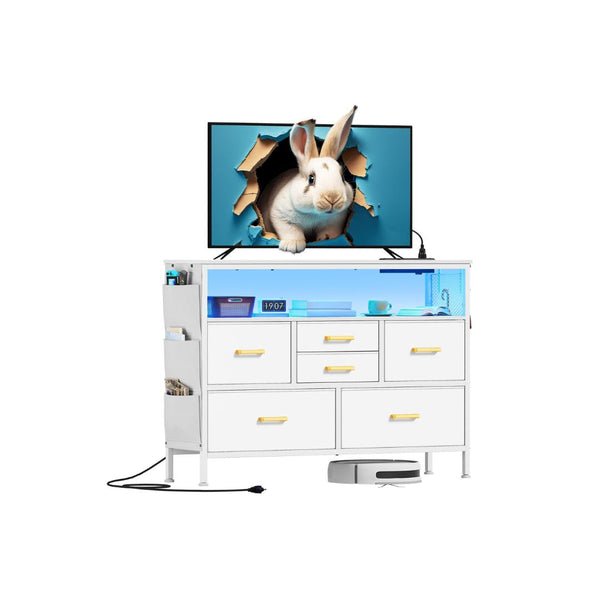 6-Drawer Dresser with LED Light & Outlet