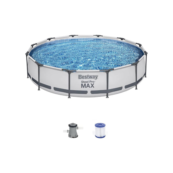 Bestway 12 Foot x 30 Inch Above Ground Outdoor Swimming Pool Set