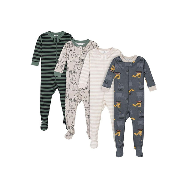 4-Pack Gerber Boys Snug Fit Footed Cotton Pajamas
