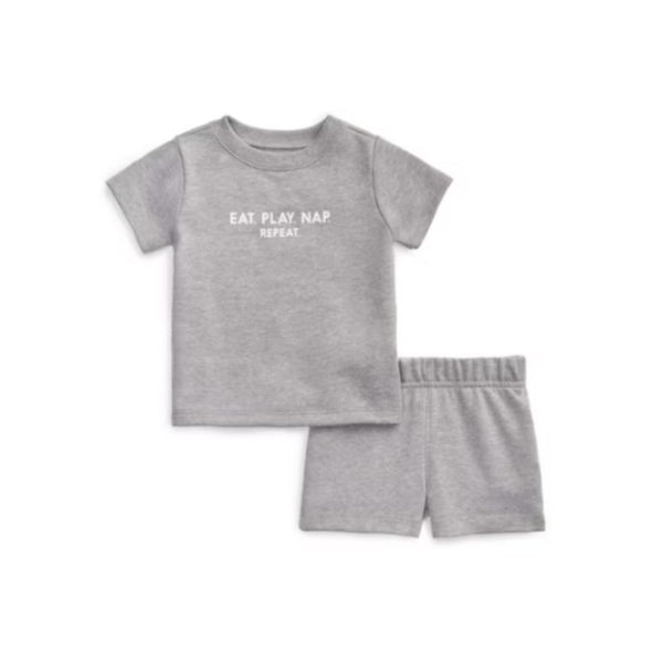 Garanimals Baby Short Sleeve French Terry T-Shirt & Shorts Outfit Sets