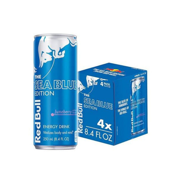 4 Cans of Red Bull Sea Blue Edition Energy Drink