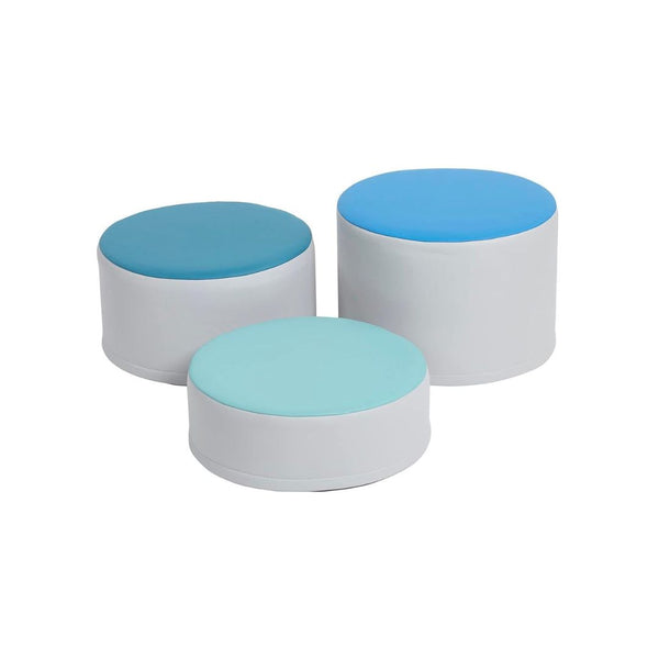 3-Pcs ECR4Kids SoftZone Colorful Stump Stool Set