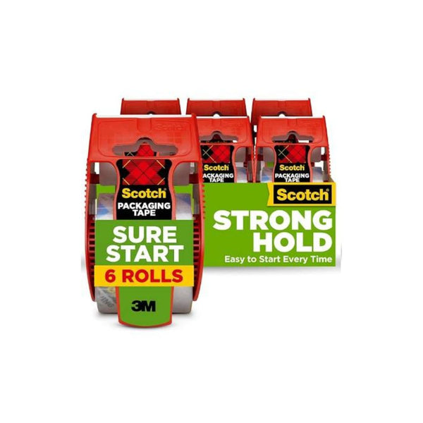 6 Dispenser Rolls Scotch Sure Start Packaging Tape