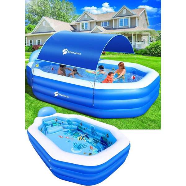 118-In x 75-In x 22-In Inflatable Pool with Canopy