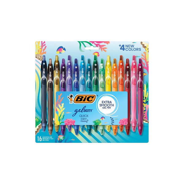 16 BIC Gelocity Quick Dry Ocean Themed Gel Pens