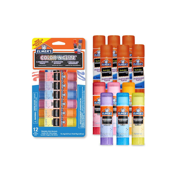 12 Elmer’s Color 'n Glitz Washable Glue Sticks